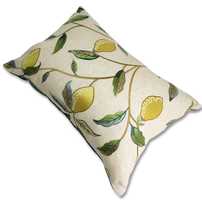 The MORRIS ウイリアムモリス レモンツリー 刺繍クッション(ブルーグリーン) 50×35cm 中材付