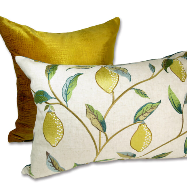 The MORRIS ウイリアムモリス レモンツリー 刺繍クッション(ブルーグリーン) 50×35cm 中材付