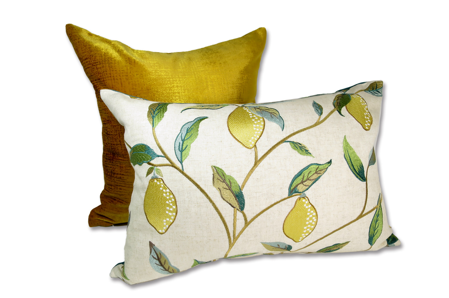 The MORRIS ウイリアムモリス レモンツリー 刺繍クッション(ブルーグリーン) 50×35cm 中材付