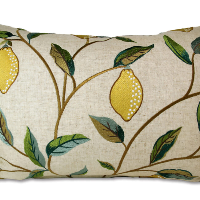 The MORRIS ウイリアムモリス レモンツリー 刺繍クッション(ライトグリーン) 50×35cm 中材付