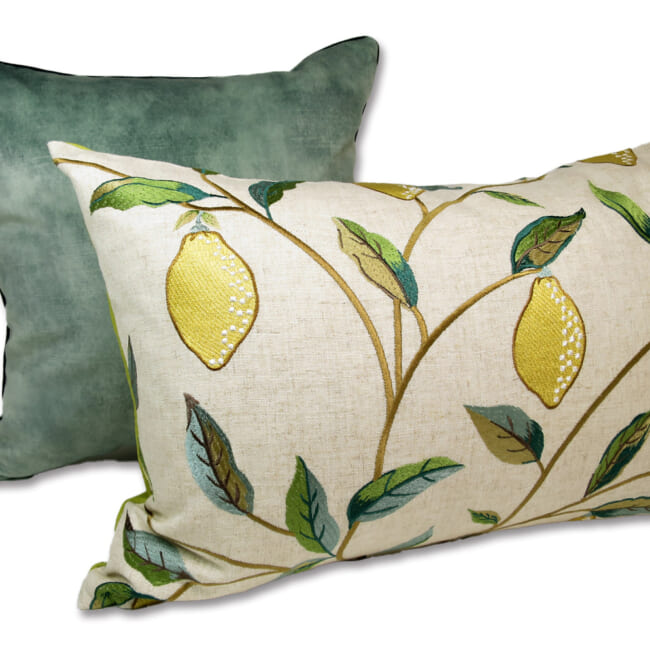 The MORRIS ウイリアムモリス レモンツリー 刺繍クッション(ライトグリーン) 50×35cm 中材付