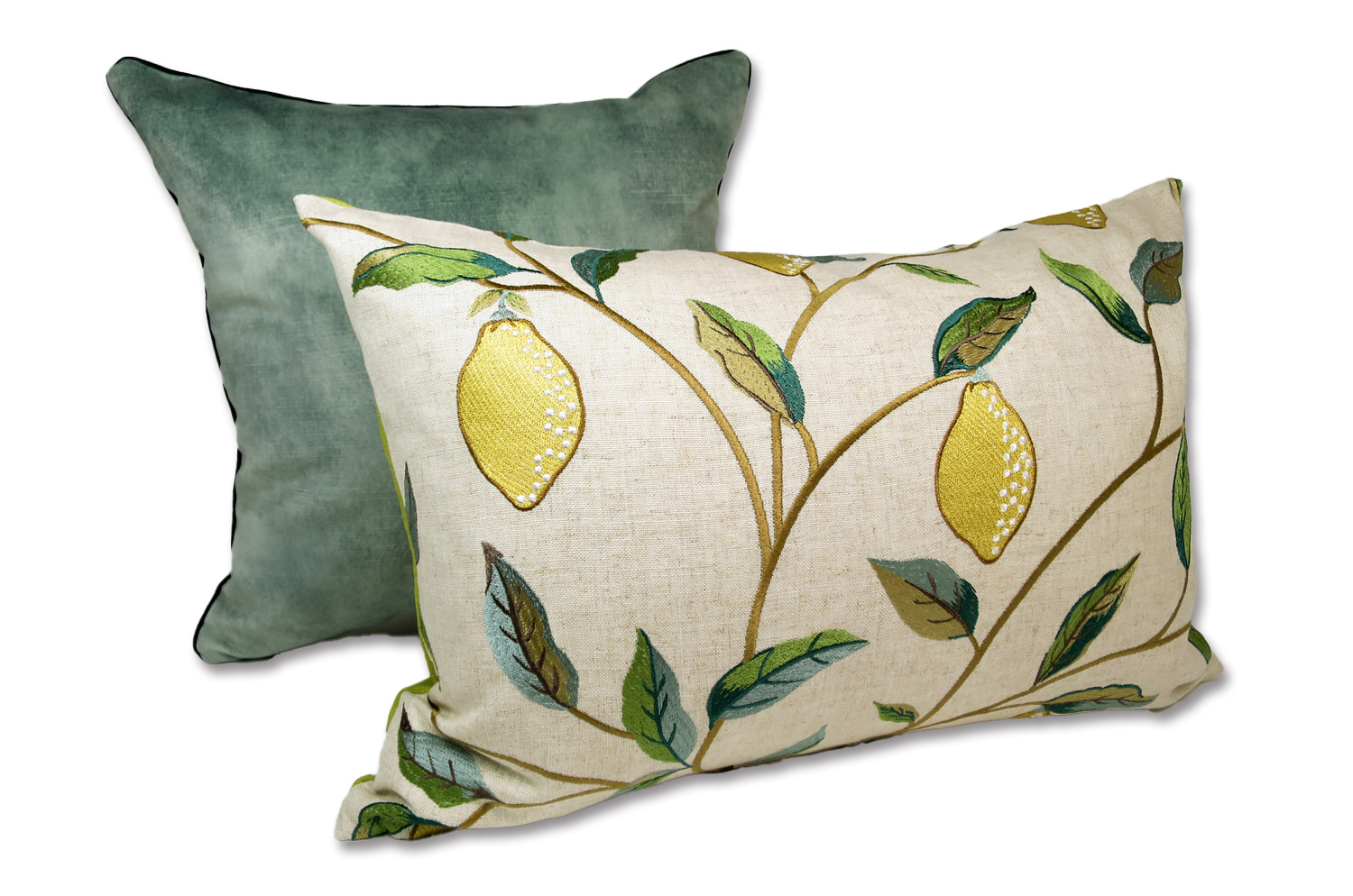 The MORRIS ウイリアムモリス レモンツリー 刺繍クッション(ライトグリーン) 50×35cm 中材付