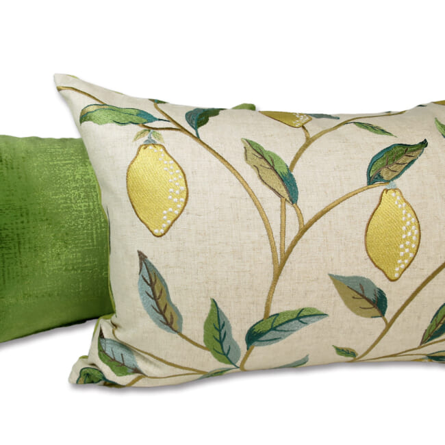 The MORRIS ウイリアムモリス レモンツリー 刺繍クッション(ライトグリーン) 50×35cm 中材付