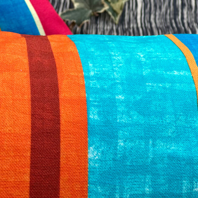 The French cotton マルチストライプ フレンチコットン100% クッション 65×32cm 中材付