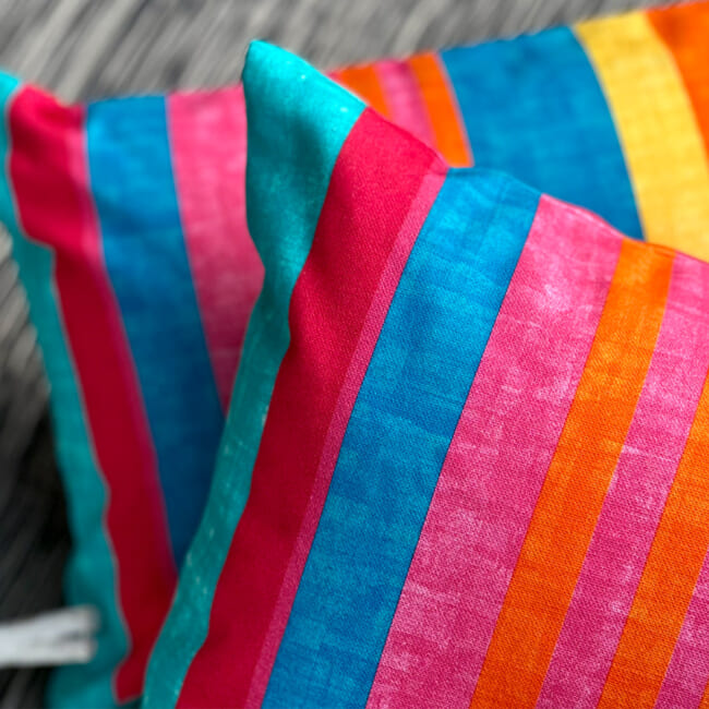 The French cotton マルチストライプ フレンチコットン100% クッション 65×32cm 中材付