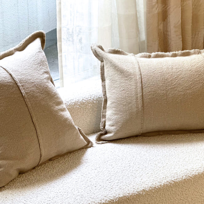 The Pure Fringe 自然素材フリンジ付きクッションカバー リネン&コットン (Natural) 50×50cm