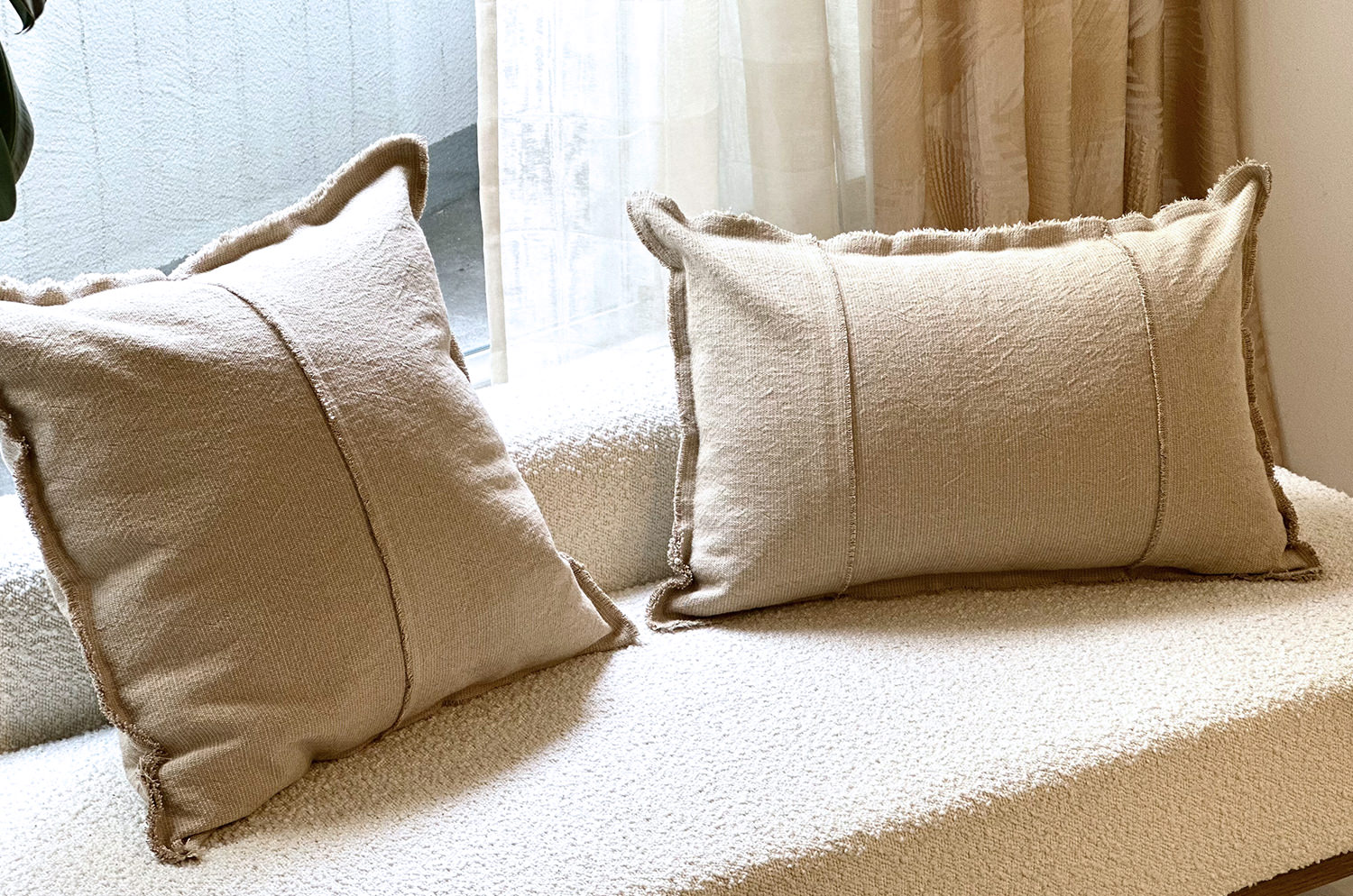 The Pure Fringe 自然素材フリンジ付きクッションカバー リネン&コットン (Natural) 50×50cm