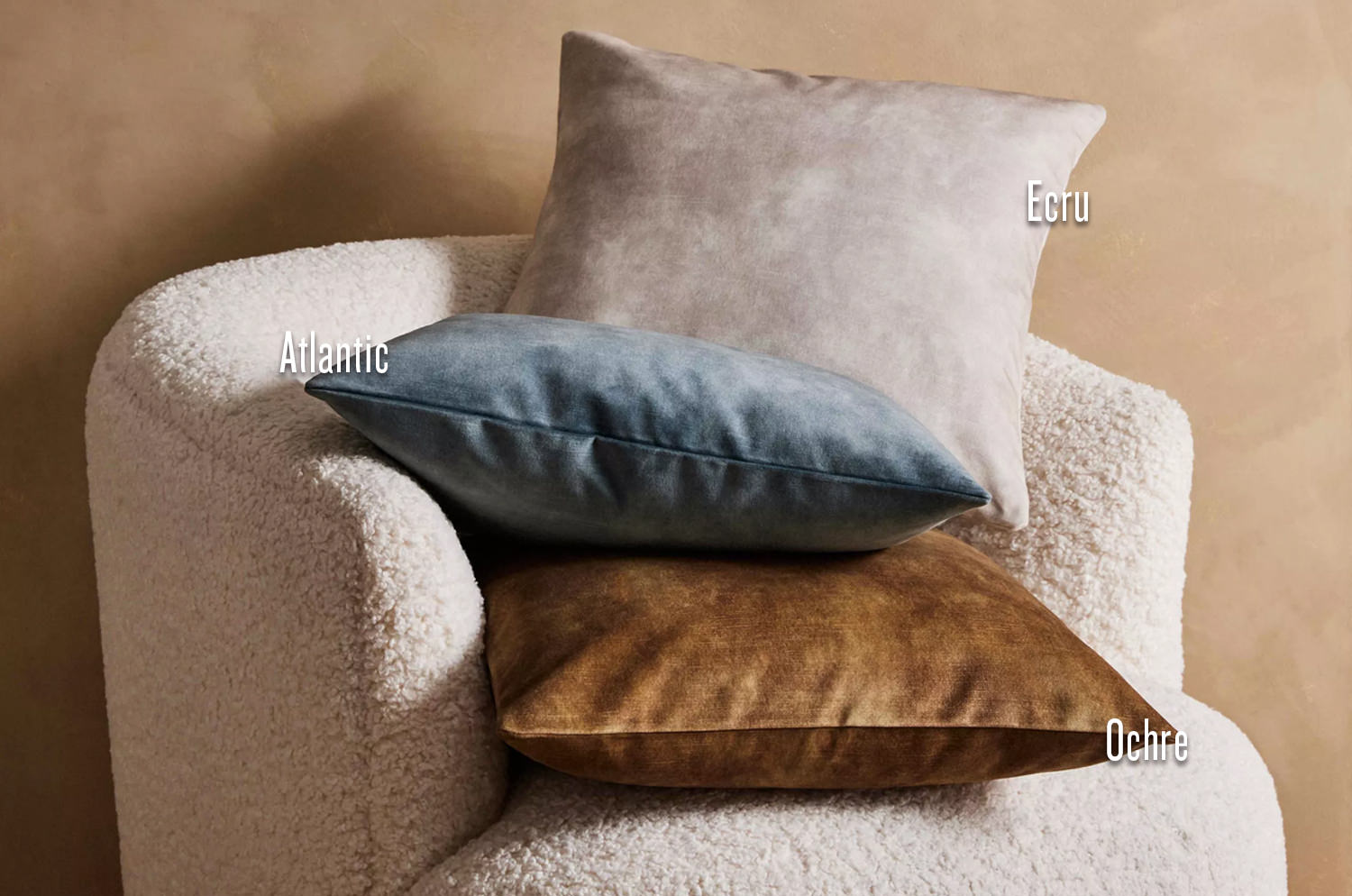 The PrintedVelvet プリントベルベット クッションカバー(Ecru) 50×50cm