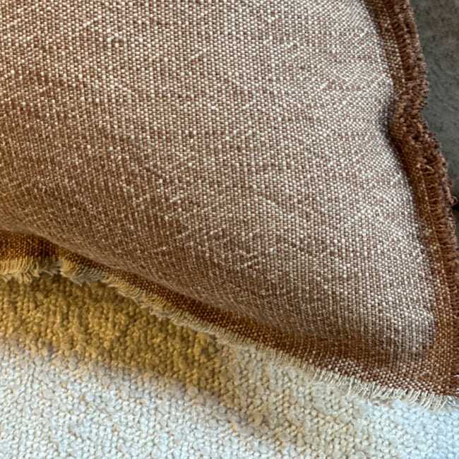The Pure Fringe 自然素材フリンジ付きクッション リネン&コットン (Rusty) 60×40cm 中材付