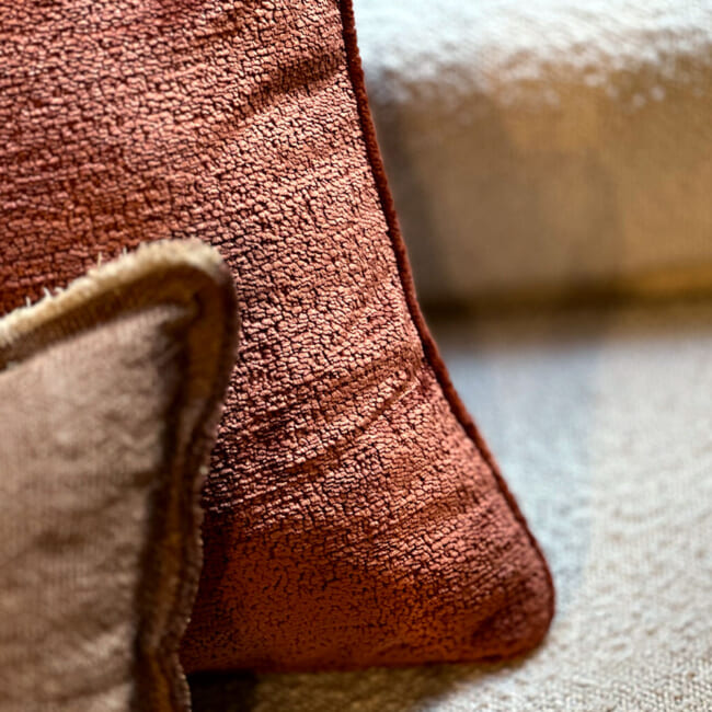 The Noble ソフトグロウベルベット パイピング付クッションカバー(Spice) 50×50cm