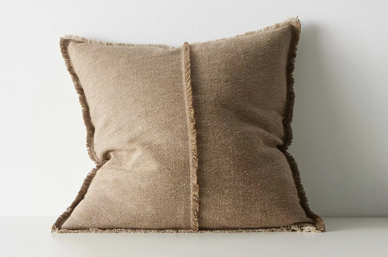 The Pure Fringe 自然素材フリンジ付きクッションカバー リネン&コットン (Cocoa) 50×50cm