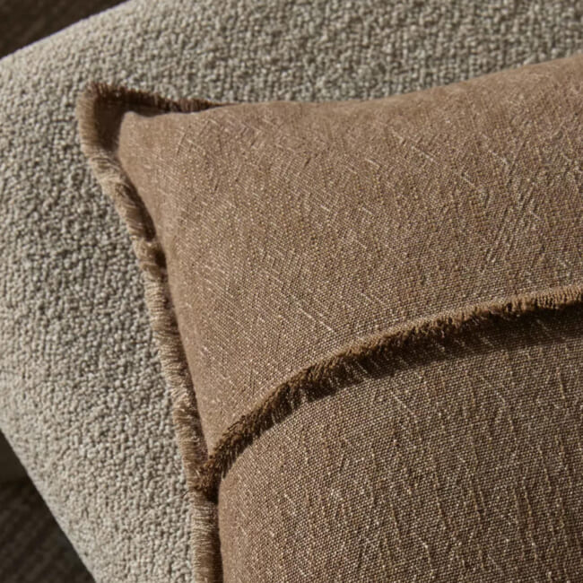 The Pure Fringe 自然素材フリンジ付きクッションカバー リネン&コットン (Cocoa) 50×50cm