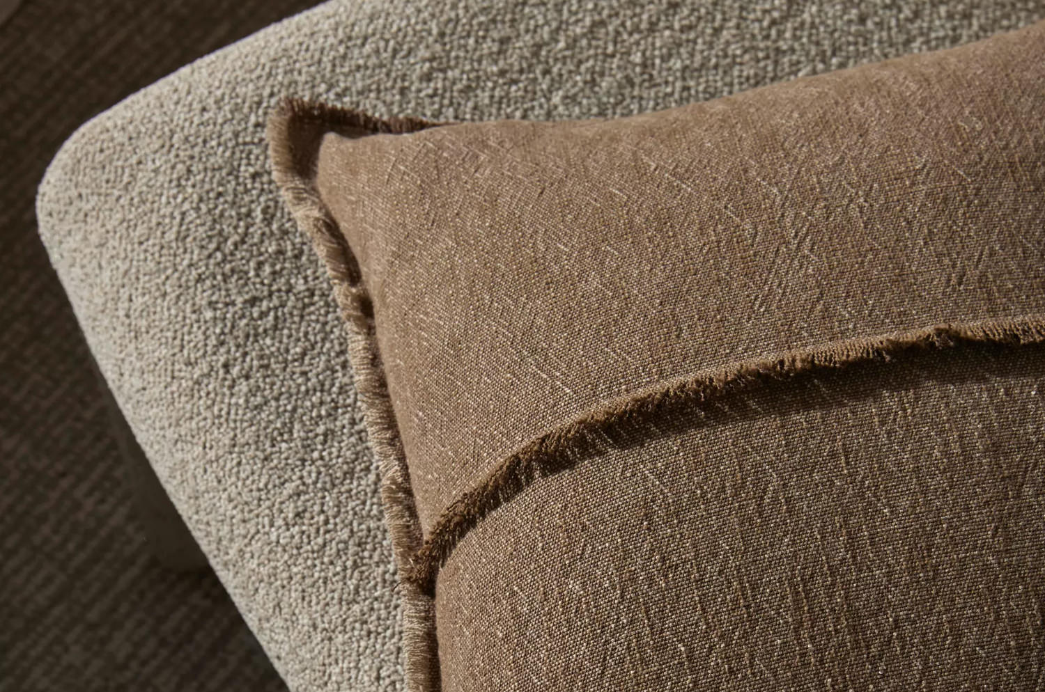 The Pure Fringe 自然素材フリンジ付きクッションカバー リネン&コットン (Cocoa) 50×50cm