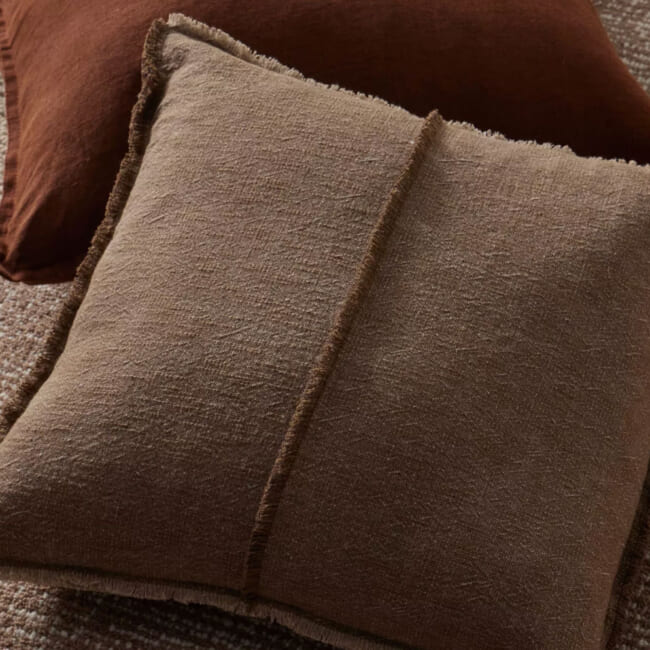 The Pure Fringe 自然素材フリンジ付きクッションカバー リネン&コットン (Cocoa) 50×50cm