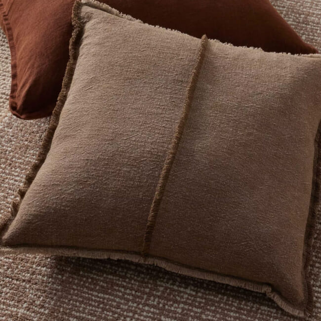 The Pure Fringe 自然素材フリンジ付きクッションカバー リネン&コットン (Cocoa) 50×50cm