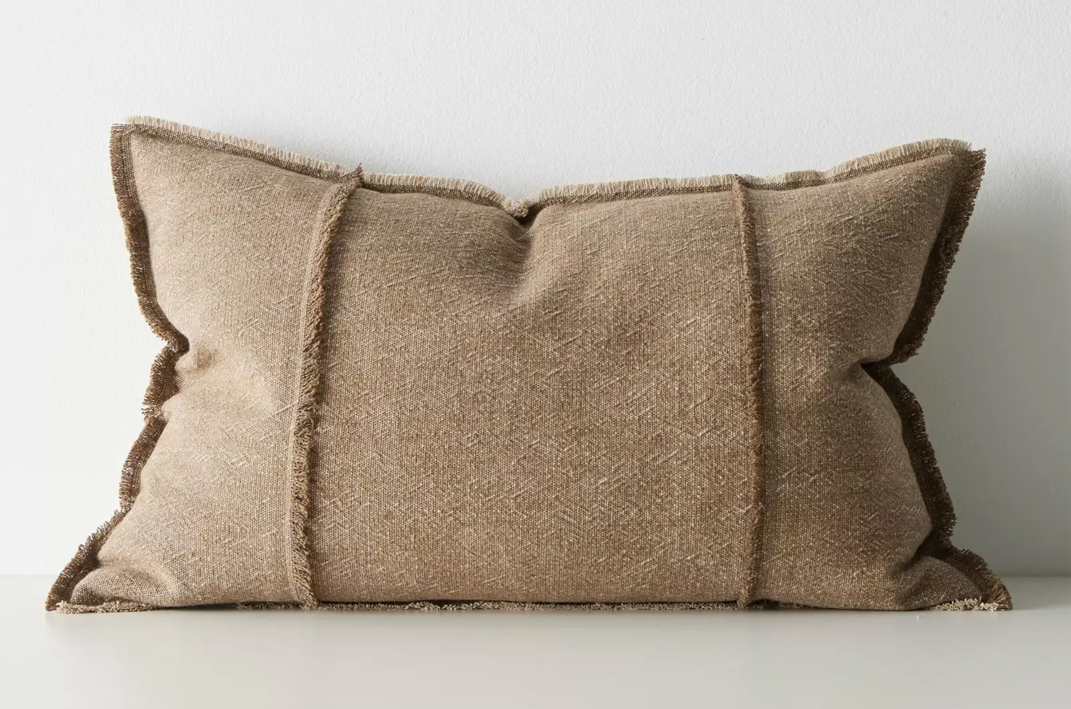 The Pure Fringe 自然素材フリンジ付きクッション リネン&コットン (Cocoa) 60×40cm 中材付