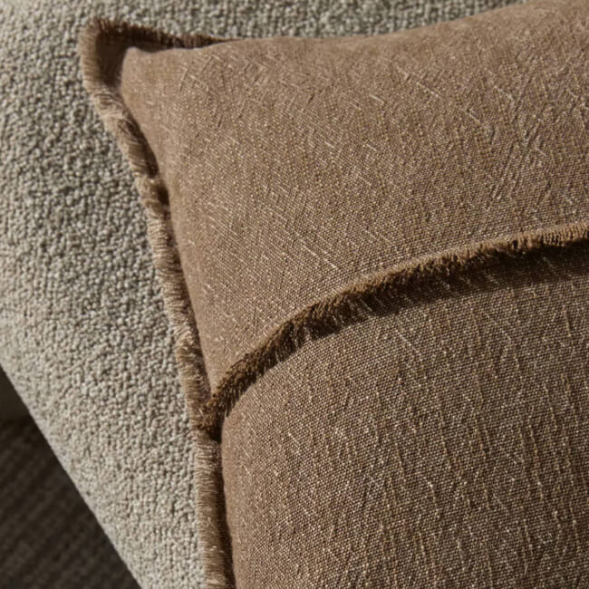 The Pure Fringe 自然素材フリンジ付きクッション リネン&コットン (Cocoa) 60×40cm 中材付