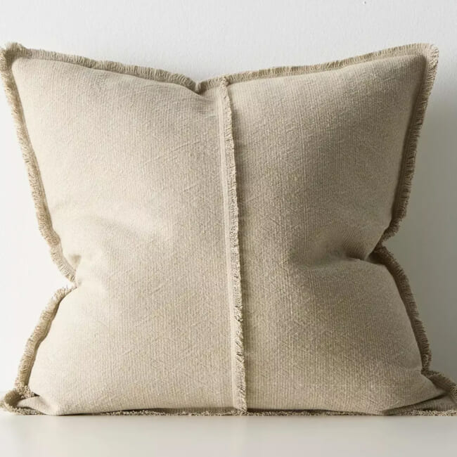 The Pure Fringe 自然素材フリンジ付きクッションカバー リネン&コットン (Natural) 50×50cm