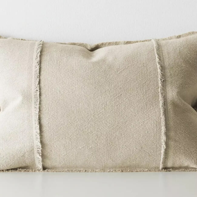 The Pure Fringe 自然素材フリンジ付きクッション リネン&コットン (Natural) 60×40cm 中材付