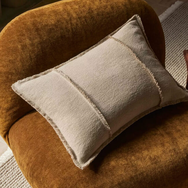 The Pure Fringe 自然素材フリンジ付きクッション リネン&コットン (Natural) 60×40cm 中材付