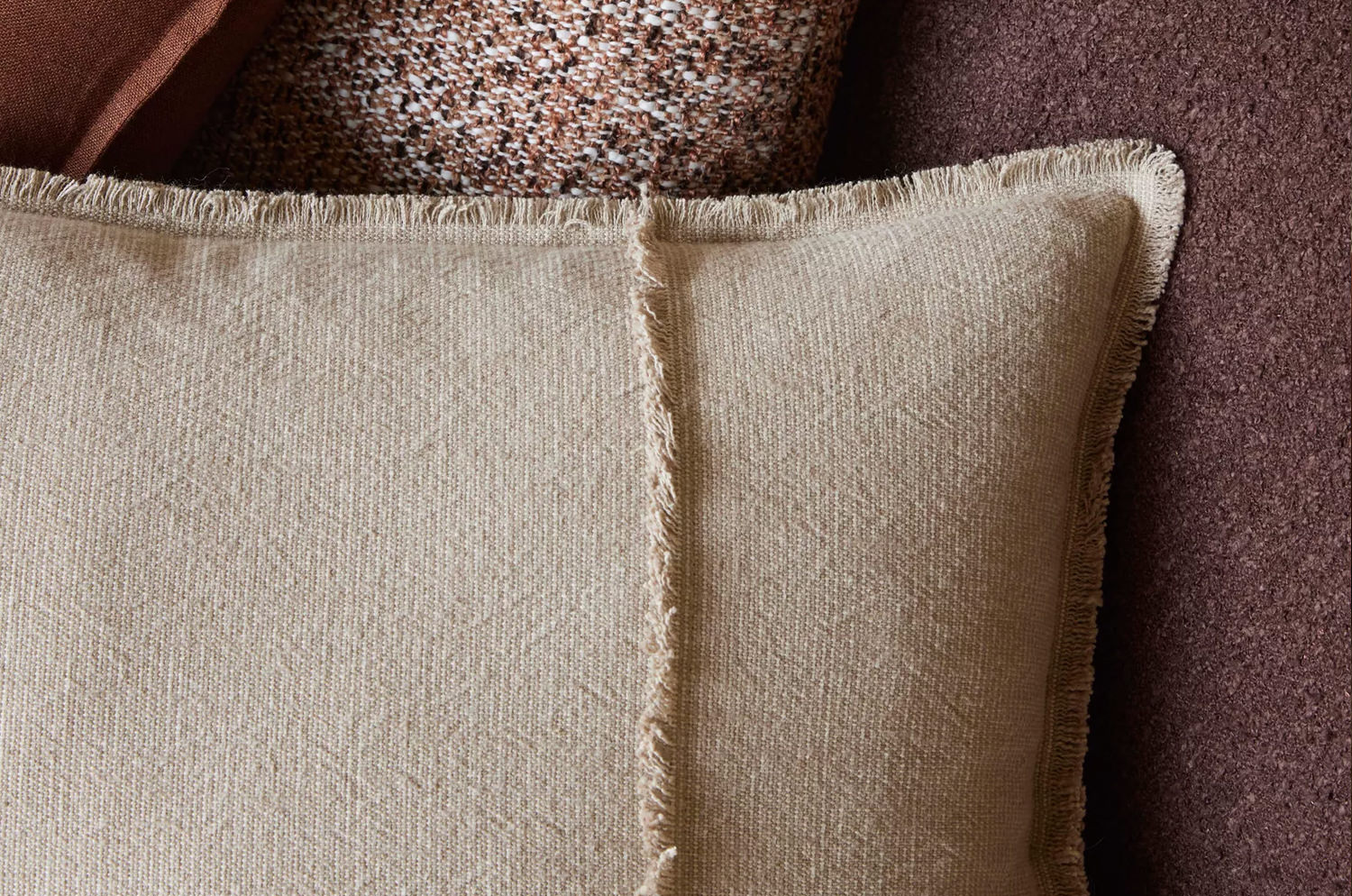 The Pure Fringe 自然素材フリンジ付きクッション リネン&コットン (Natural) 60×40cm 中材付