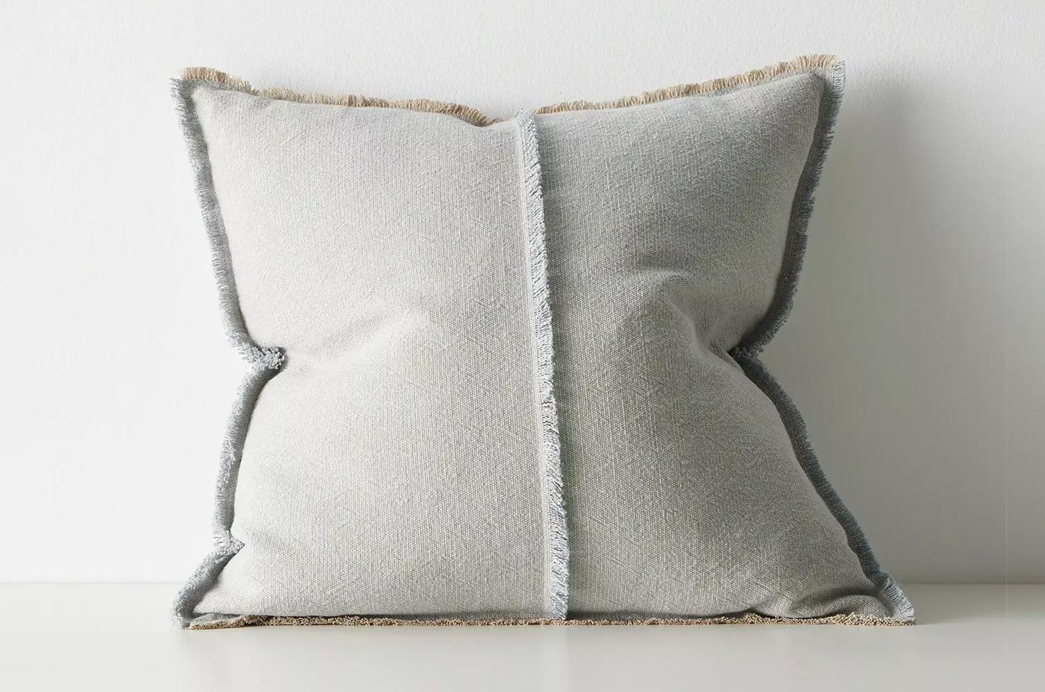 The Pure Fringe 自然素材フリンジ付きクッションカバー リネン&コットン (PaleBlueGray) 50×50cm