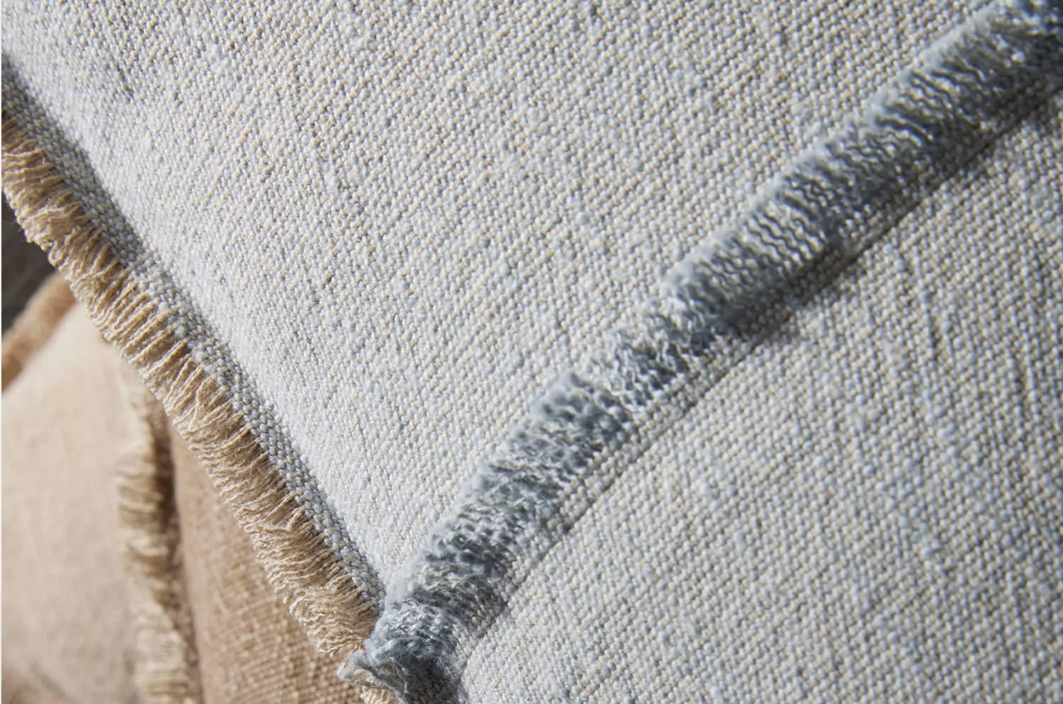 The Pure Fringe 自然素材フリンジ付きクッションカバー リネン&コットン (PaleBlueGray) 50×50cm