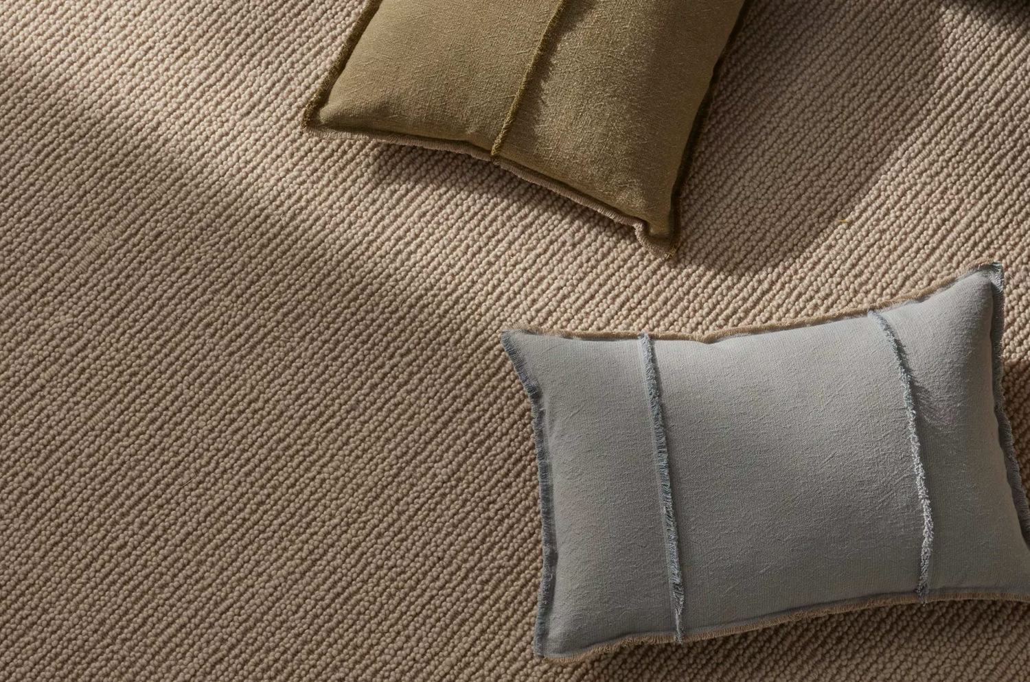 The Pure Fringe 自然素材フリンジ付きクッション リネン&コットン (PaleBlueGray) 60×40cm 中材付