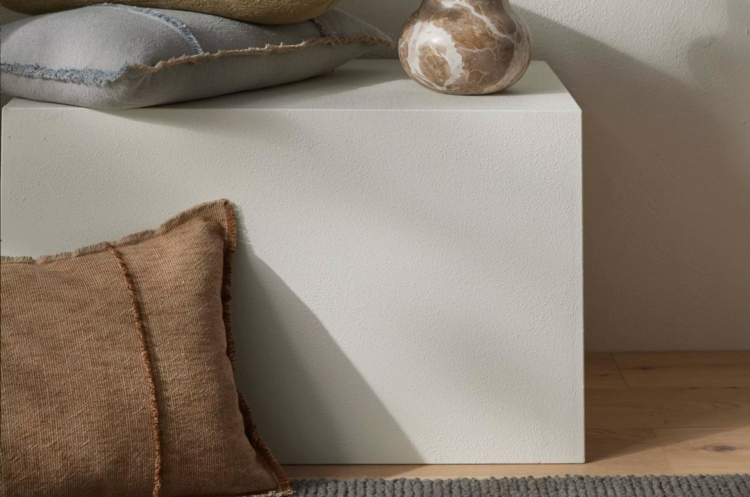 The Pure Fringe 自然素材フリンジ付きクッションカバー リネン&コットン (Rusty) 50×50cm