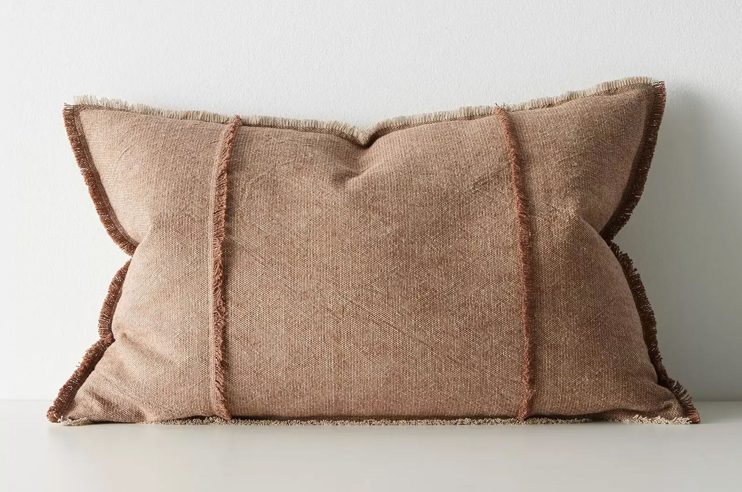 The Pure Fringe 自然素材フリンジ付きクッション リネン&コットン (Rusty) 60×40cm 中材付
