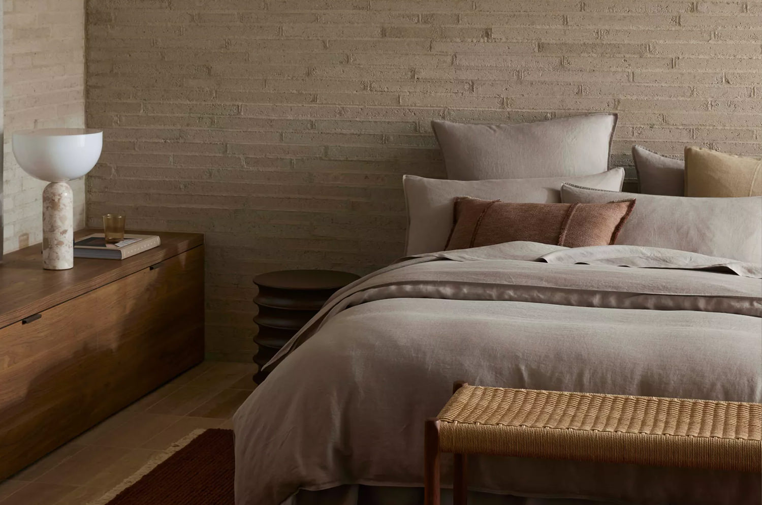 The Pure Fringe 自然素材フリンジ付きクッション リネン&コットン (Rusty) 60×40cm 中材付