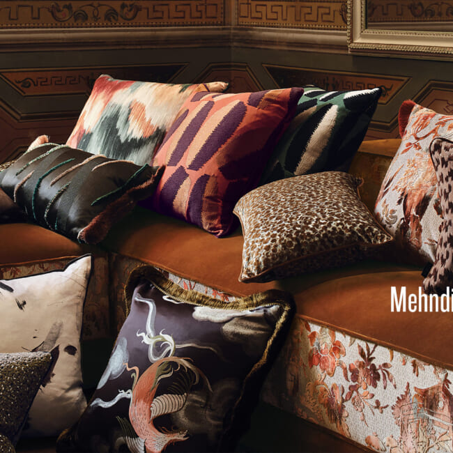 【海外取寄品】BLACK edition(ブラックエディション) Koba クッション(Mehndi) 60x40cm 中材付