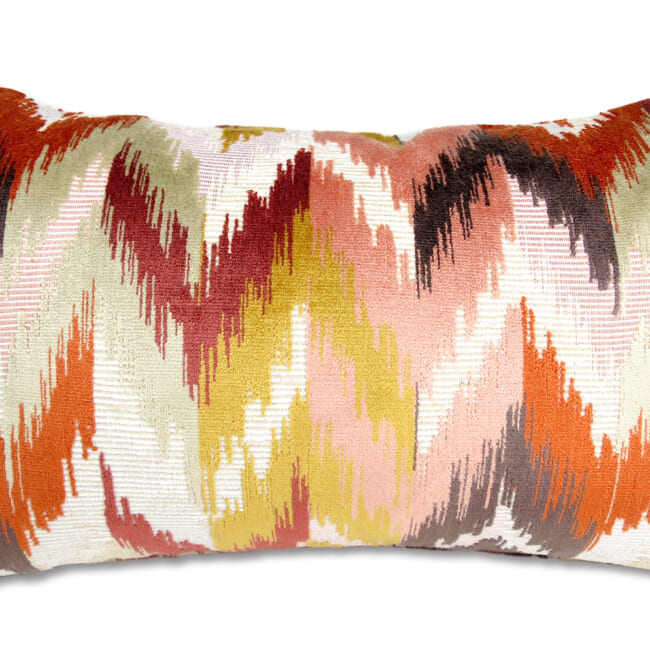 The Ikat Velours イカット調 ベルベットクッション (Terracotta) 65×40cm 中材付