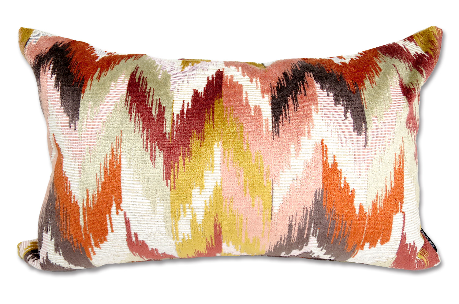 The Ikat Velours イカット調 ベルベットクッション (Terracotta) 65×40cm 中材付