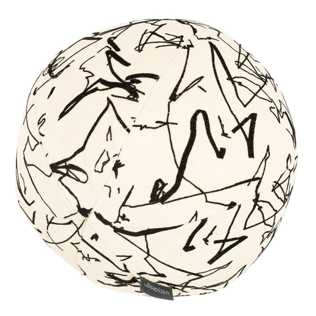 【海外取寄品】kirkbydesign(カークビー・デザイン) Scribble クッション(Monochrome) 直径35cm 中材付
