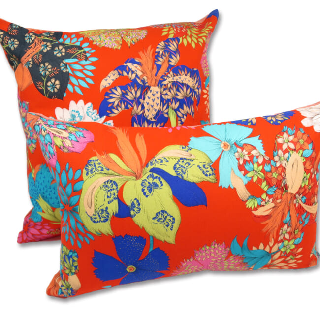 The French cotton コットン100% French＆Italian キモノフラワー クッションカバー 45×45cm