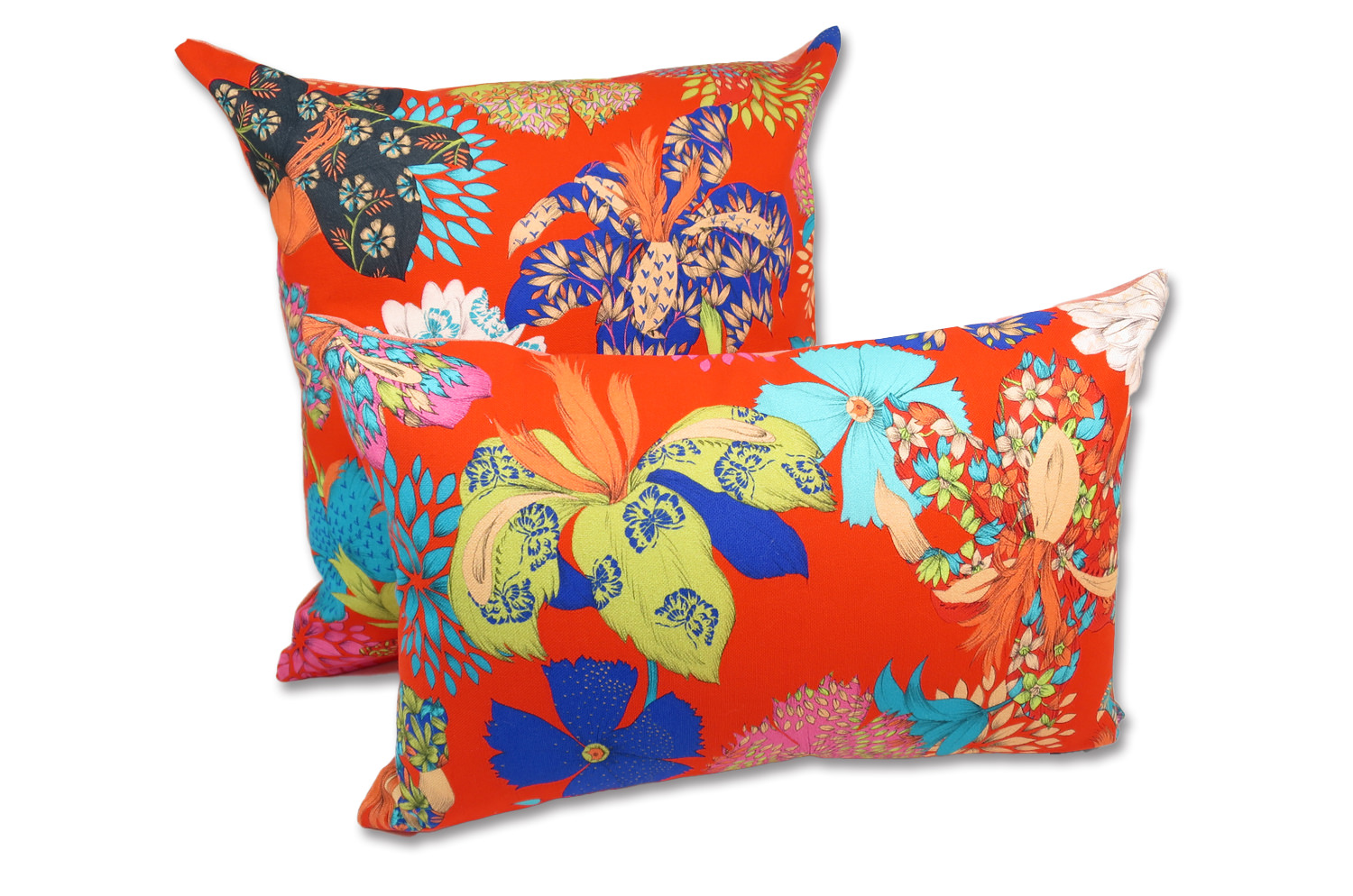 The French cotton コットン100% French＆Italian キモノフラワー クッションカバー 45×45cm