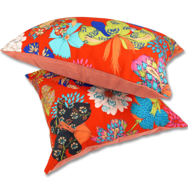 The French cotton コットン100% French＆Italian キモノフラワー クッションカバー 45×45cm