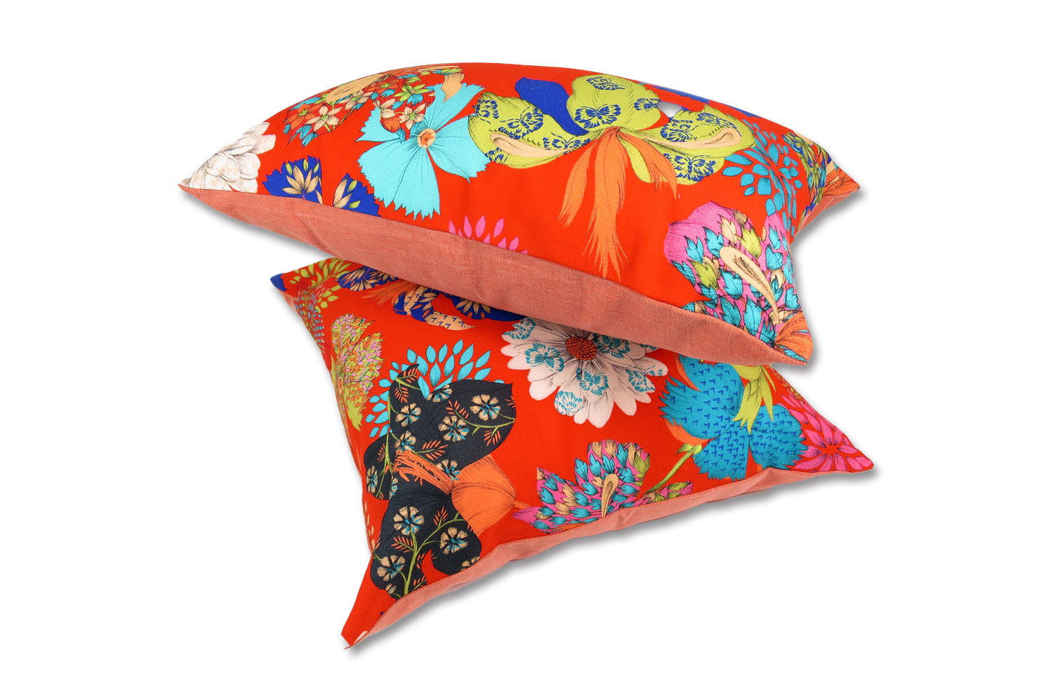 The French cotton コットン100% French＆Italian キモノフラワー クッションカバー 45×45cm