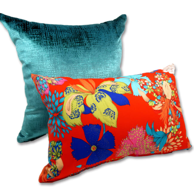 The French cotton コットン100% French＆Italian キモノフラワー クッション 45×30cm 中材付