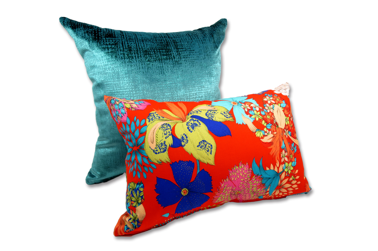 The French cotton コットン100% French＆Italian キモノフラワー クッション 45×30cm 中材付