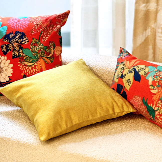 The French cotton コットン100% French＆Italian キモノフラワー クッションカバー 45×45cm