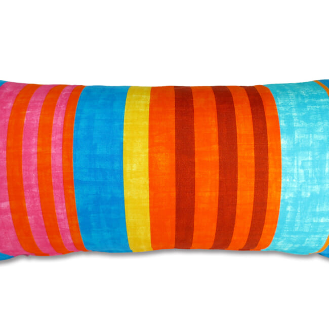 The French cotton マルチストライプ フレンチコットン100% クッション 65×32cm 中材付