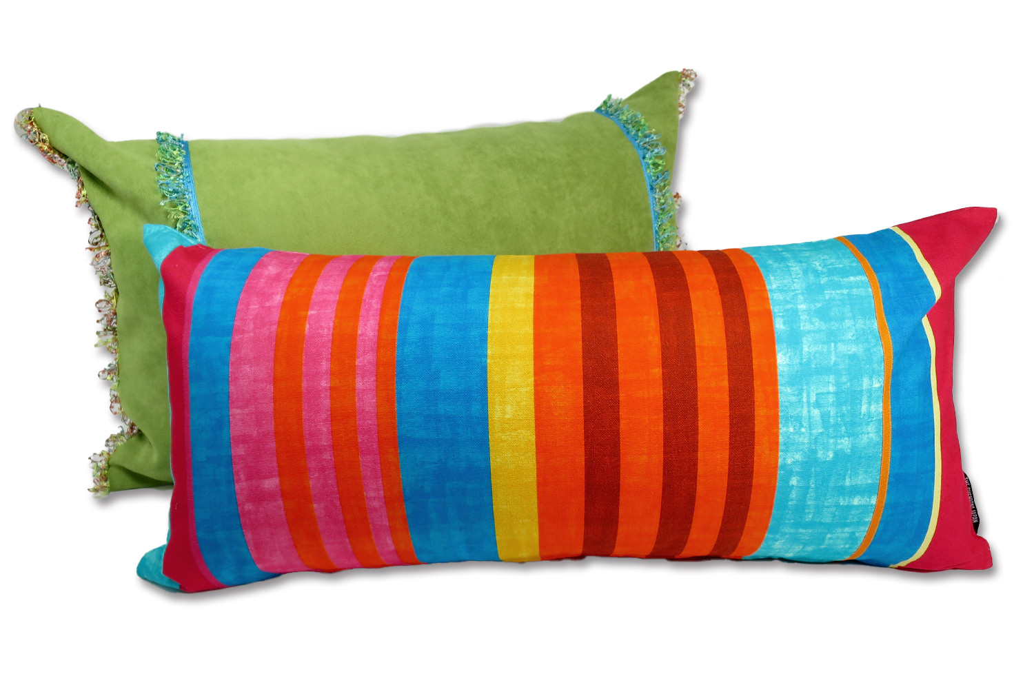 The French cotton マルチストライプ フレンチコットン100% クッション 65×32cm 中材付